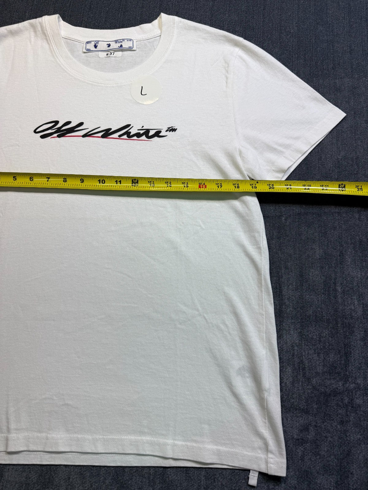 NWOT Off-White New Script Logo Tee Shirt Men's Large White Classic Short Sleeve