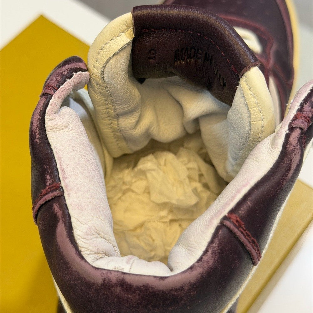 Rhude Burgundy and Cream High-Top Sneakers