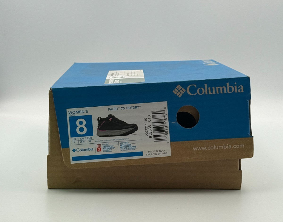 New Columbia Facet 75 Outdry Athletic Sneakers Women's 8 Black Lace Up Low Top