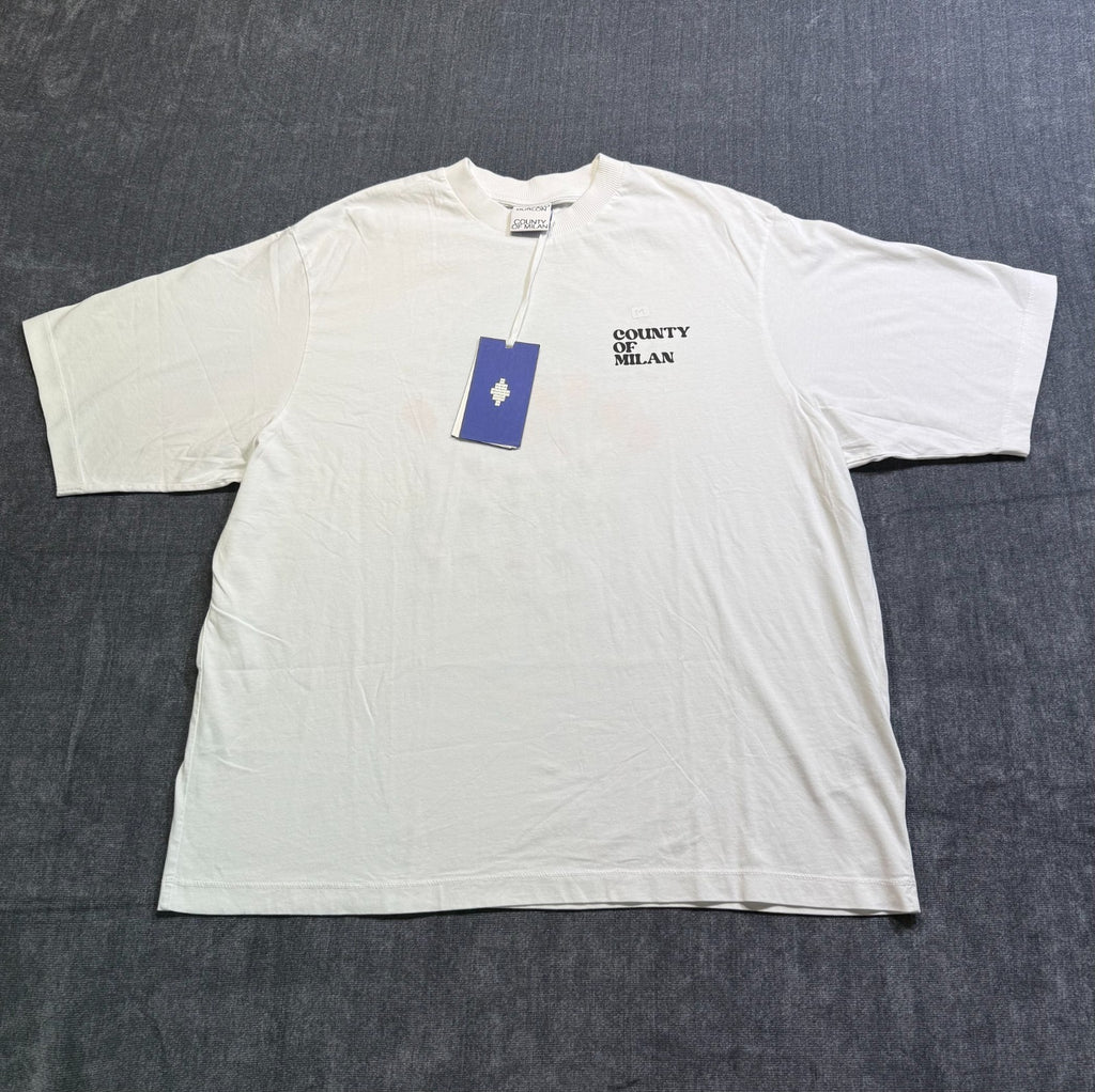 NWT Marcelo Burlon County of Milan Logo T-Shirt Men's Medium White Short Sleeve