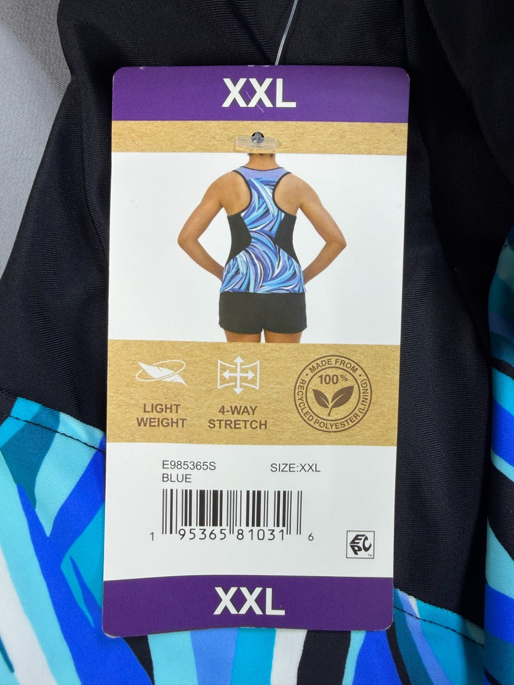 NWT ZeroXposur 2-Piece Scuba Tankini Swim Set Women's 2XL Blue/Black Sleeveless