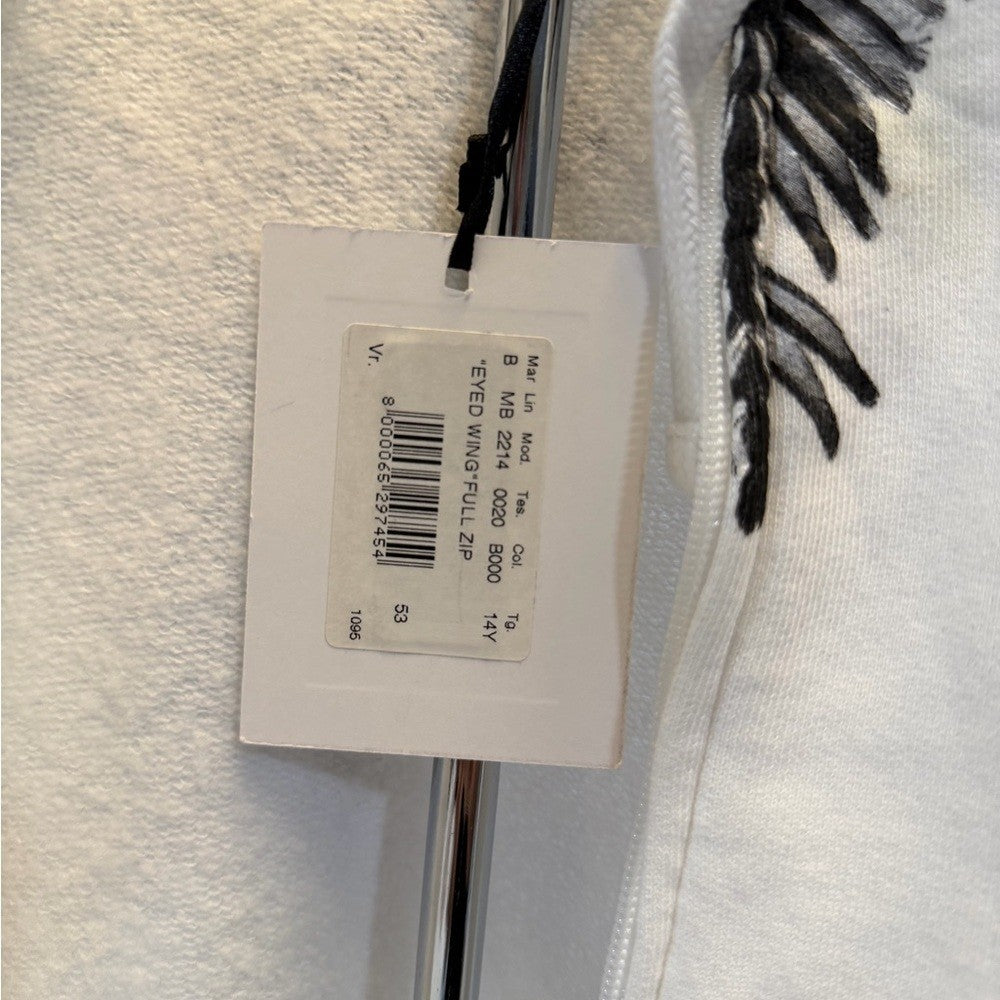 Marcelo Burlon kids - White Hoodie with Black and Yellow Owl Design