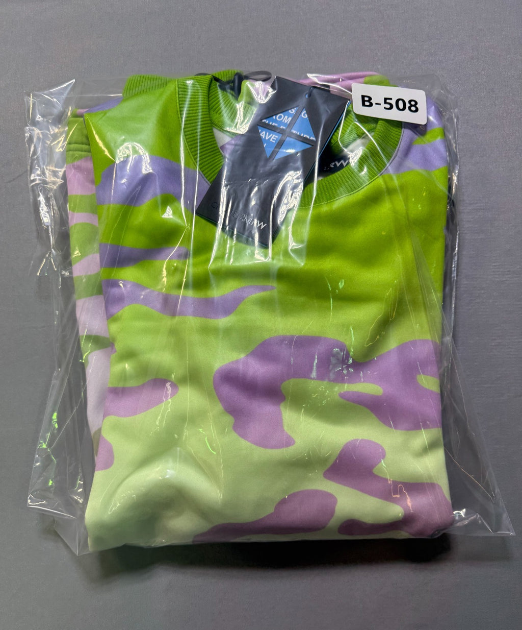 Create 2MRW Crew Neck Sweatshirt Men Medium Lime Camo Long Sleeve w/ Ribbed Hems