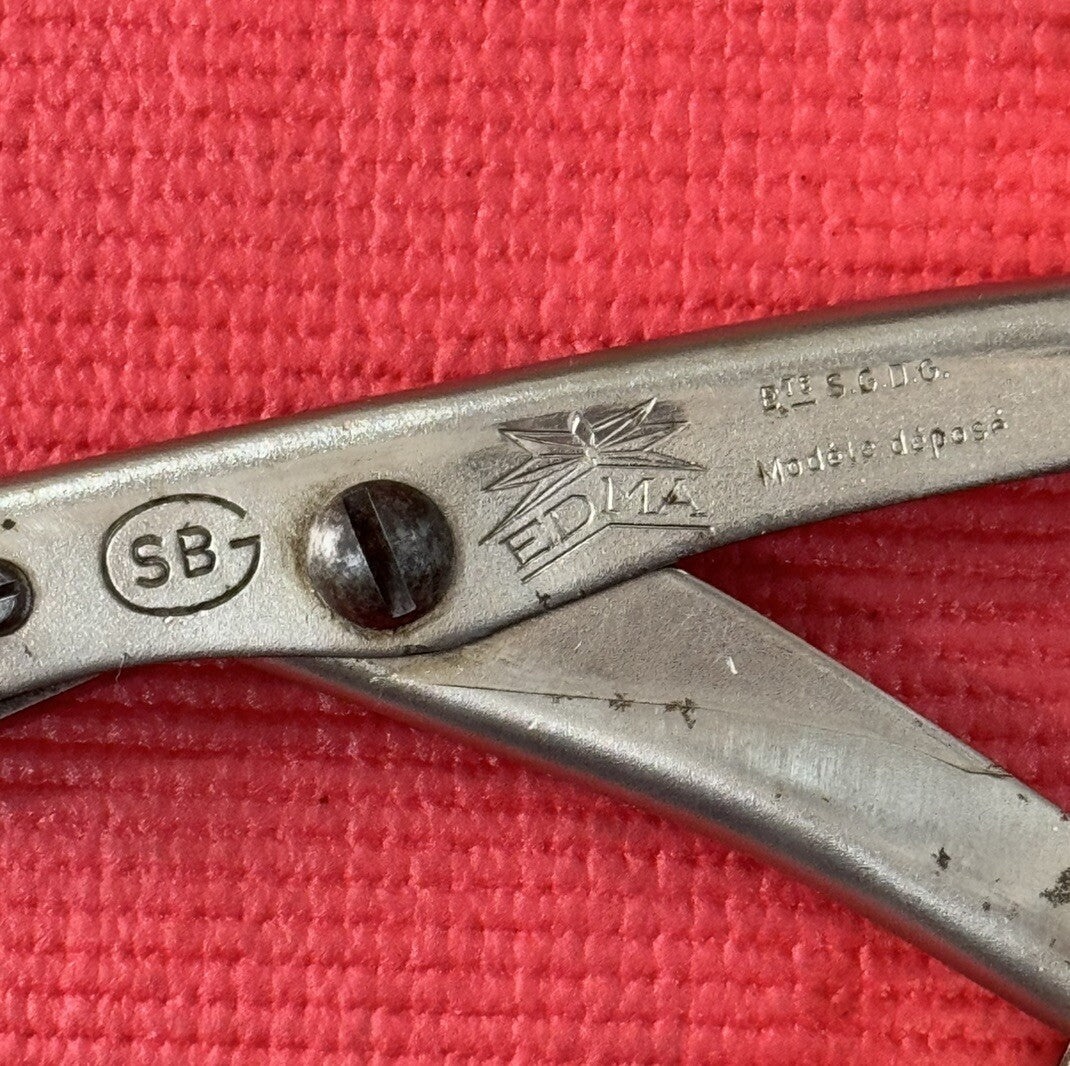 Vintage EDMA SBG TIN NIBBLER SHEARS SNIPS - Made In France Very Rare