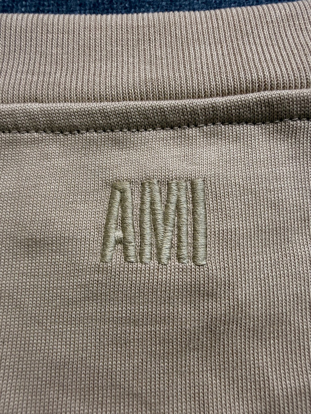 NWT AMI Paris Ami de Cœur T-Shirt Mens Large Beige Logo Embroidered Short Sleeve