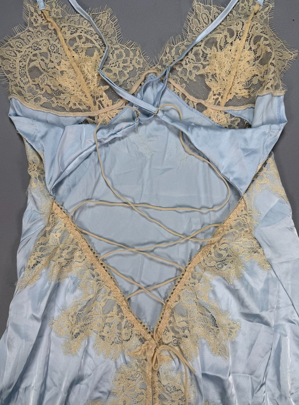 New Womens XL Light Blue Satin Lace G-String Thong Panties Sexy Sheer Underwear