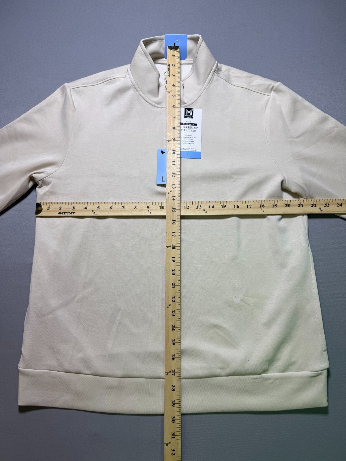 NWT Member's Mark Quarter Zip Pullover Sweatshirt Men's Large Beige Long Sleeve