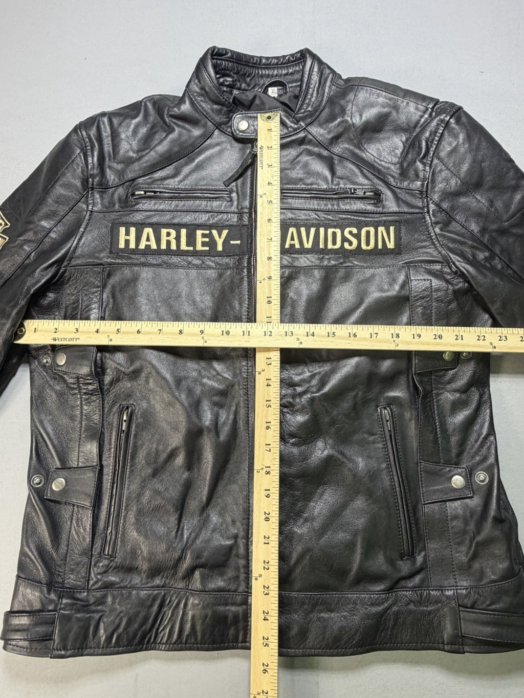 Real Leather Harley Davidson Men's XL Embroidered Motorcycle Biker Jacket