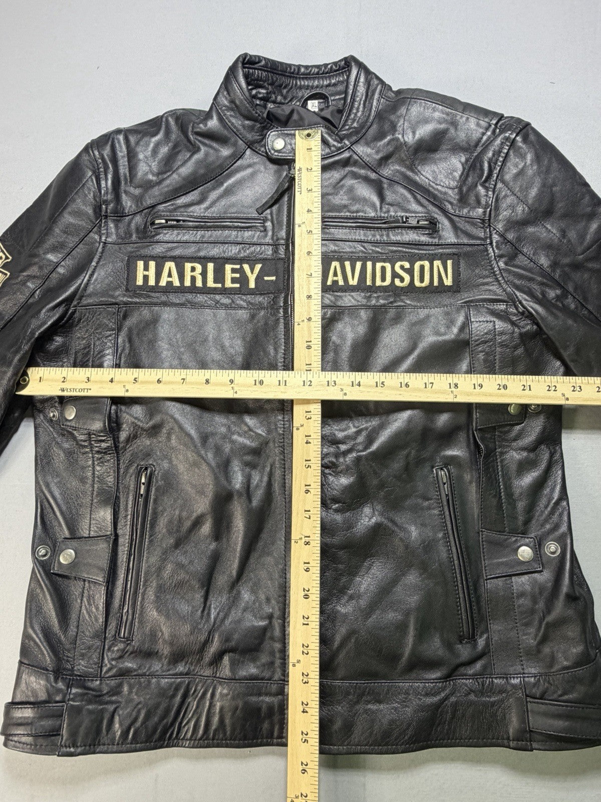 Real Leather Harley Davidson Men's XL Embroidered Motorcycle Biker Jacket