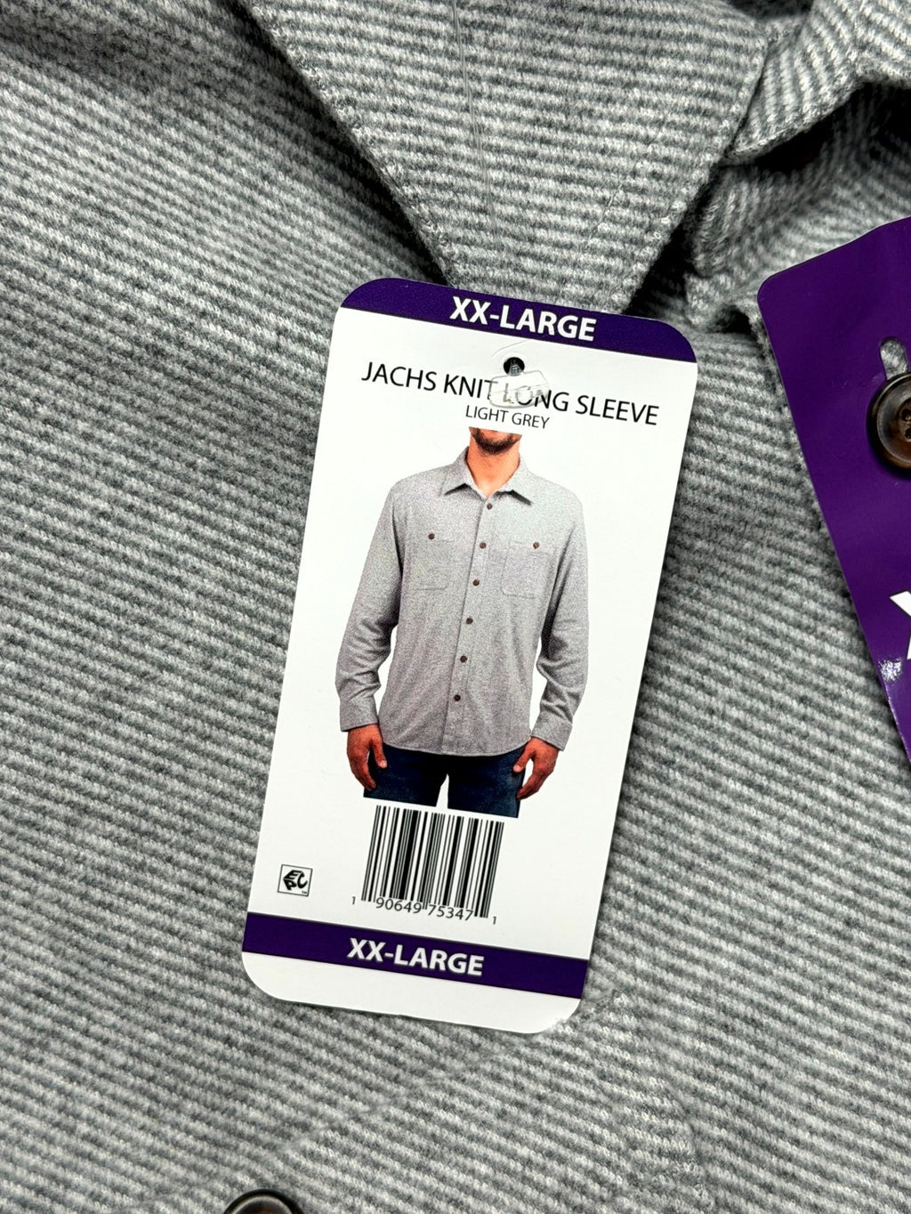NWT Jachs New York Knit Button-Up Shirt Men's 2XL Light Gray Long-Sleeve Pockets