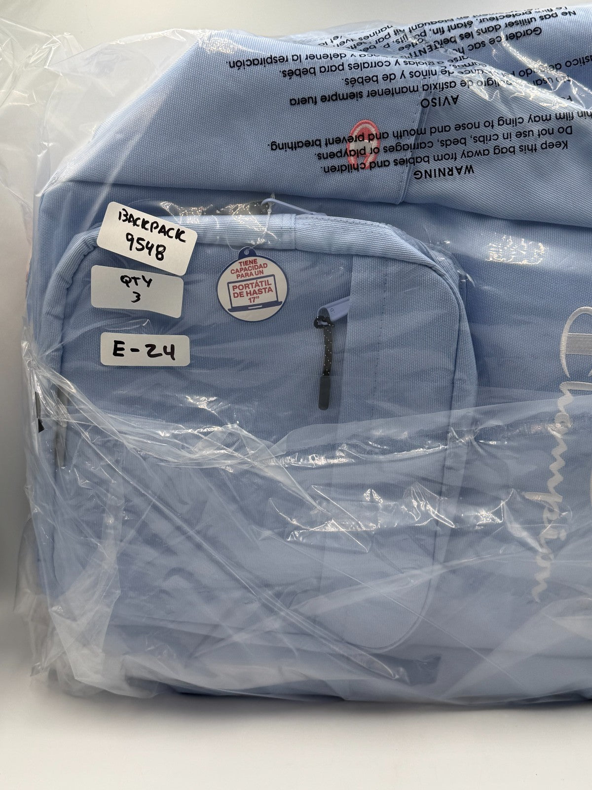NWT Champion Estate Backpack Light Blue Coral Pink Fits 17" Laptop School Bag