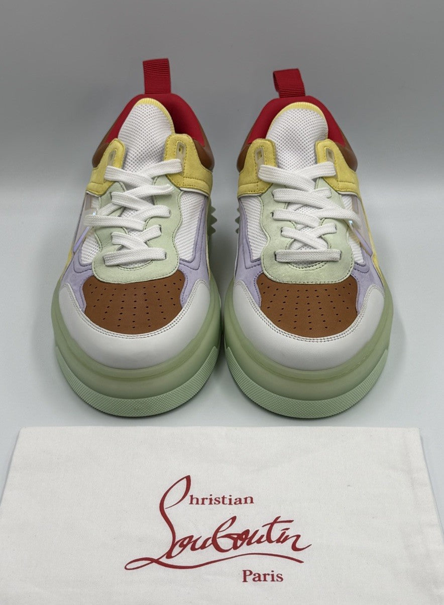 Christian Louboutin Calf Loubi Flat Sneakers Green/Lilac Size 43.5 EU; 10.5 US
