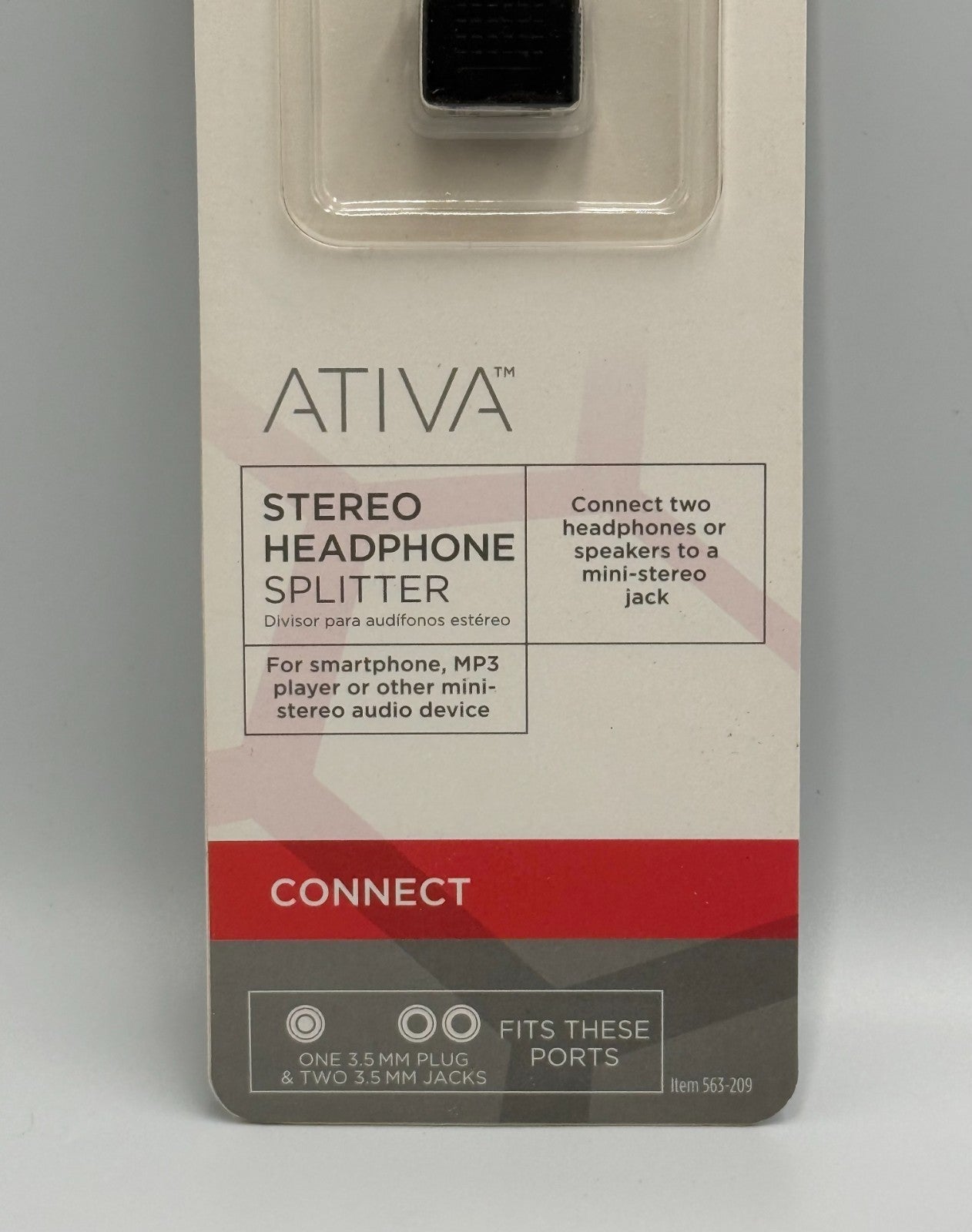 Ativa 563-209 1 Male to 2 Female Audio Adapter 3.5mm Stereo Headphone Splitter