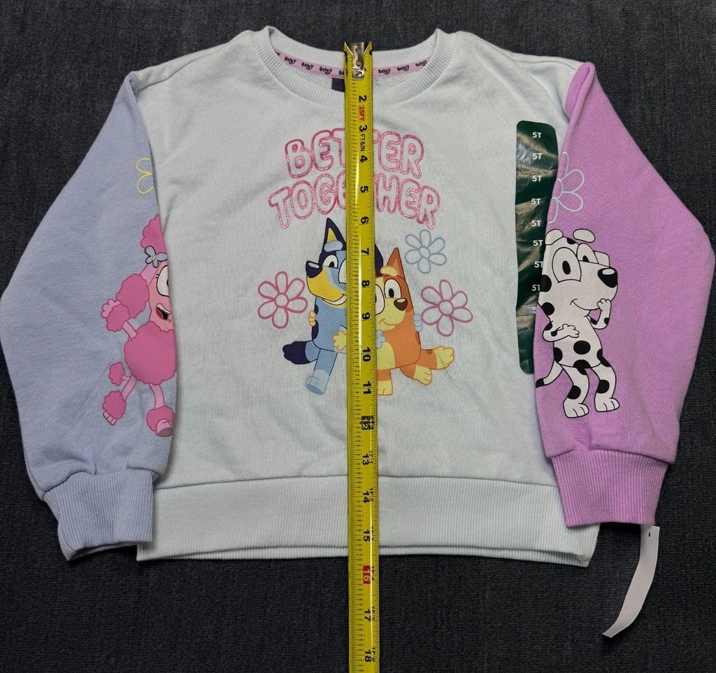 NWT Disney Bluey Better Together Sweatshirt Girls 5T Multicolor Crew Long Sleeve