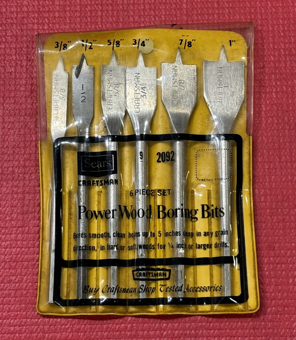 Vintage Sears Craftsman 2092 NEW 6PC Power Wood Boring Bit Set w/ OG Case USA