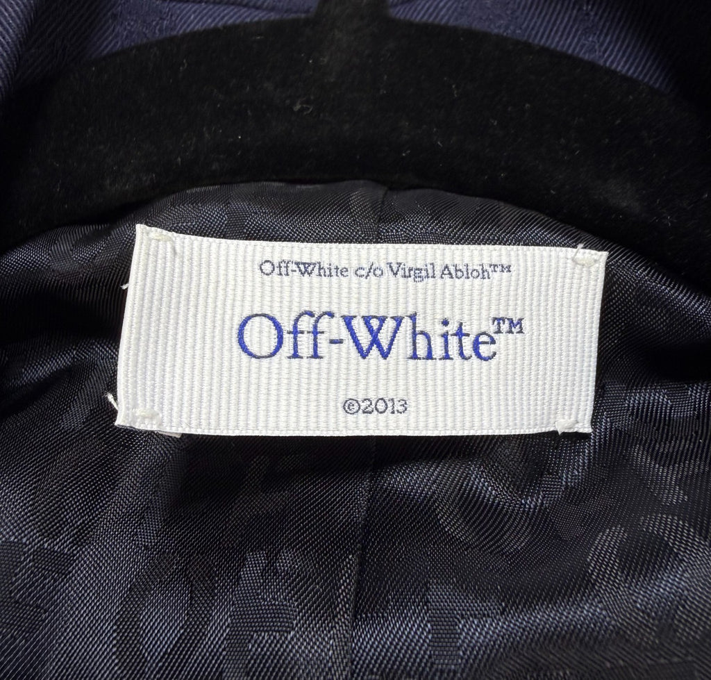 Off-white Shibori Jacquard Slim Double Breasted Jacket Men's 50 Navy Blue Casual