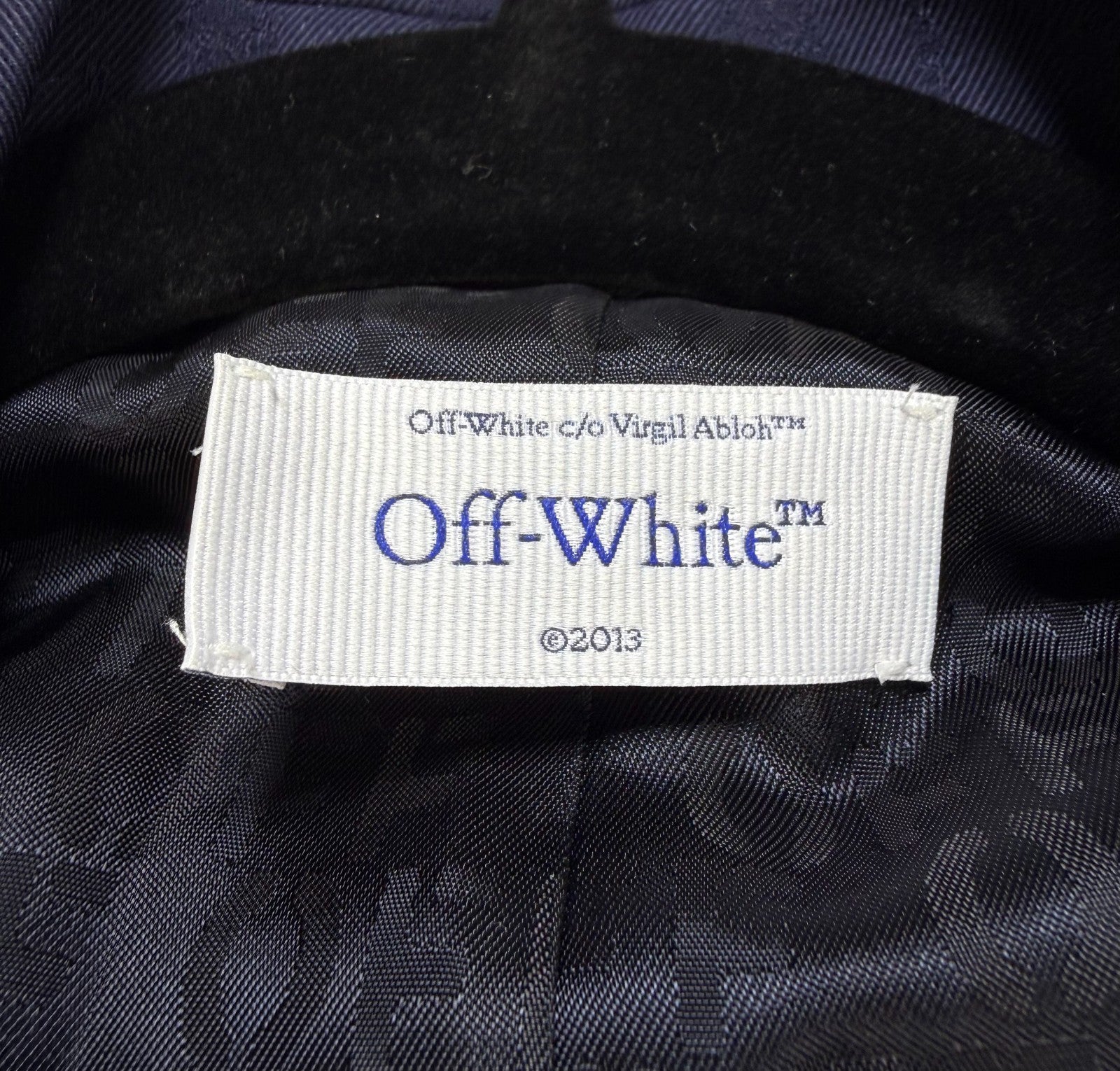 Off-white Shibori Jacquard Slim Double Breasted Jacket Men's 50 Navy Blue Casual