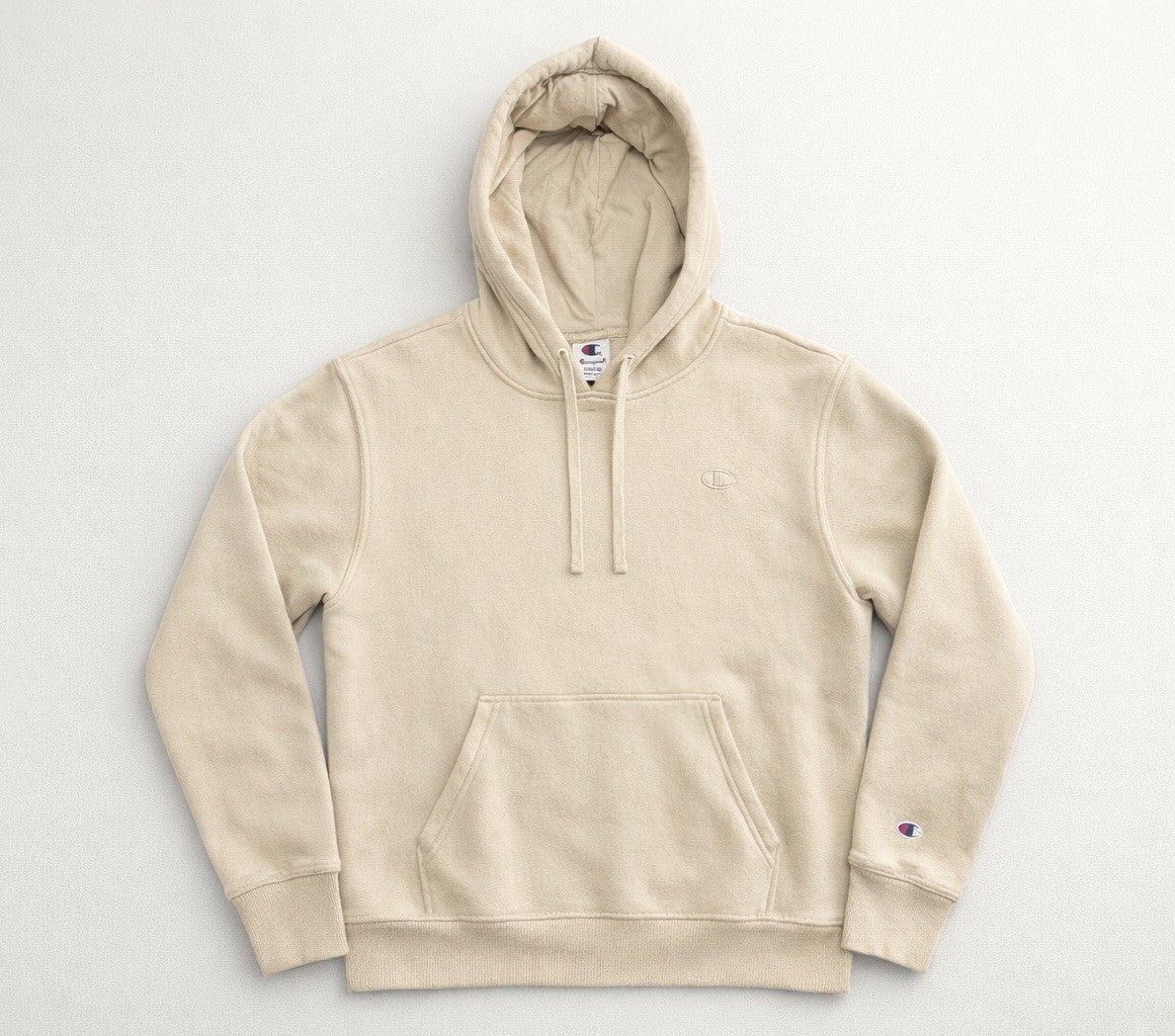 Champion Beige Fleece Pullover Hoodie Men's Size Small | NEW!
