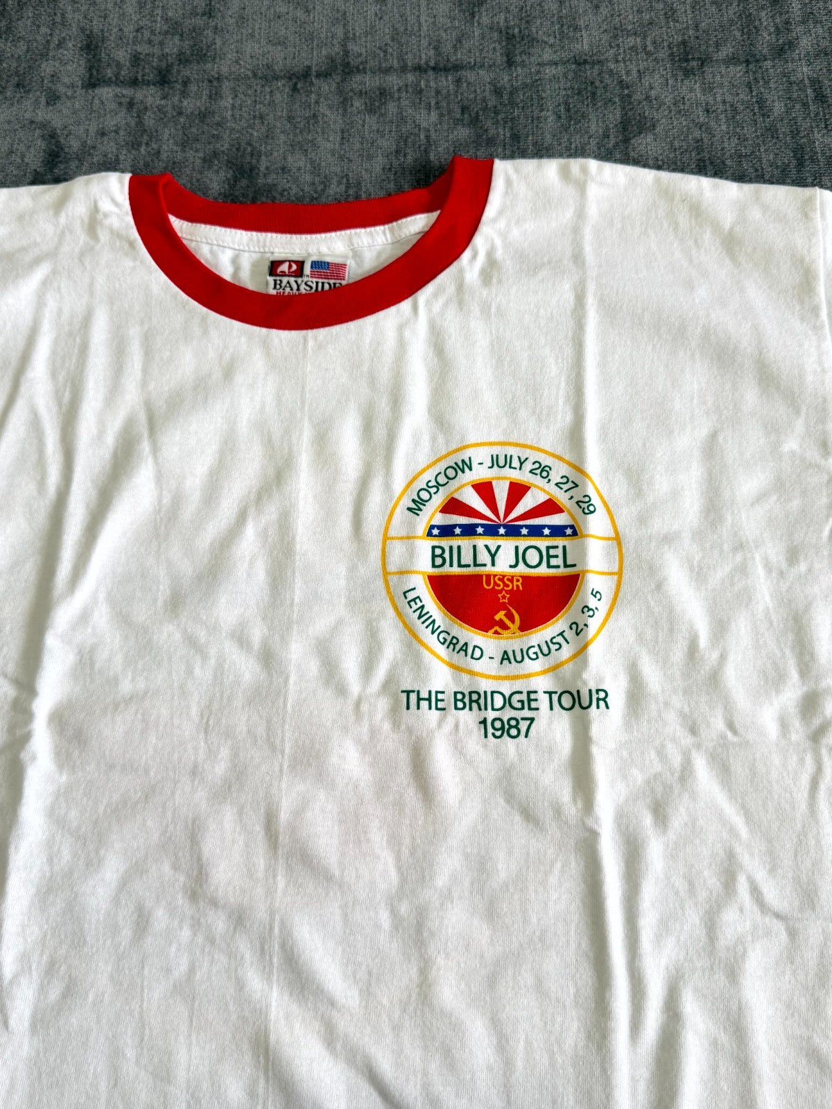 Billy Joel The Bridge Tour T-Shirt Men's Large White Crew-Neck Short Sleeve
