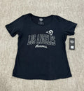 OTS NFL Los Angeles Rams Women's L Fall Navy Blue Shirt Slub Scoop Distressed