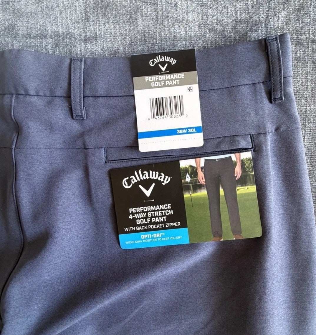 Callaway Opti-Dri Stretch Golf Pants Mood Indigo Men's 38x30 Performance NWT