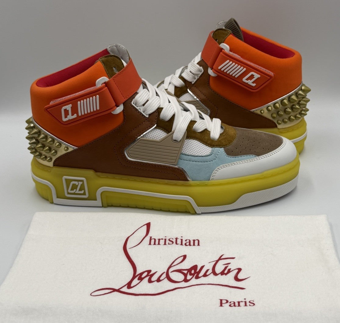 AUTHENTIC Christian Louboutin High Top Sneakers Red Sole Size 44.5 EU 11.5 US