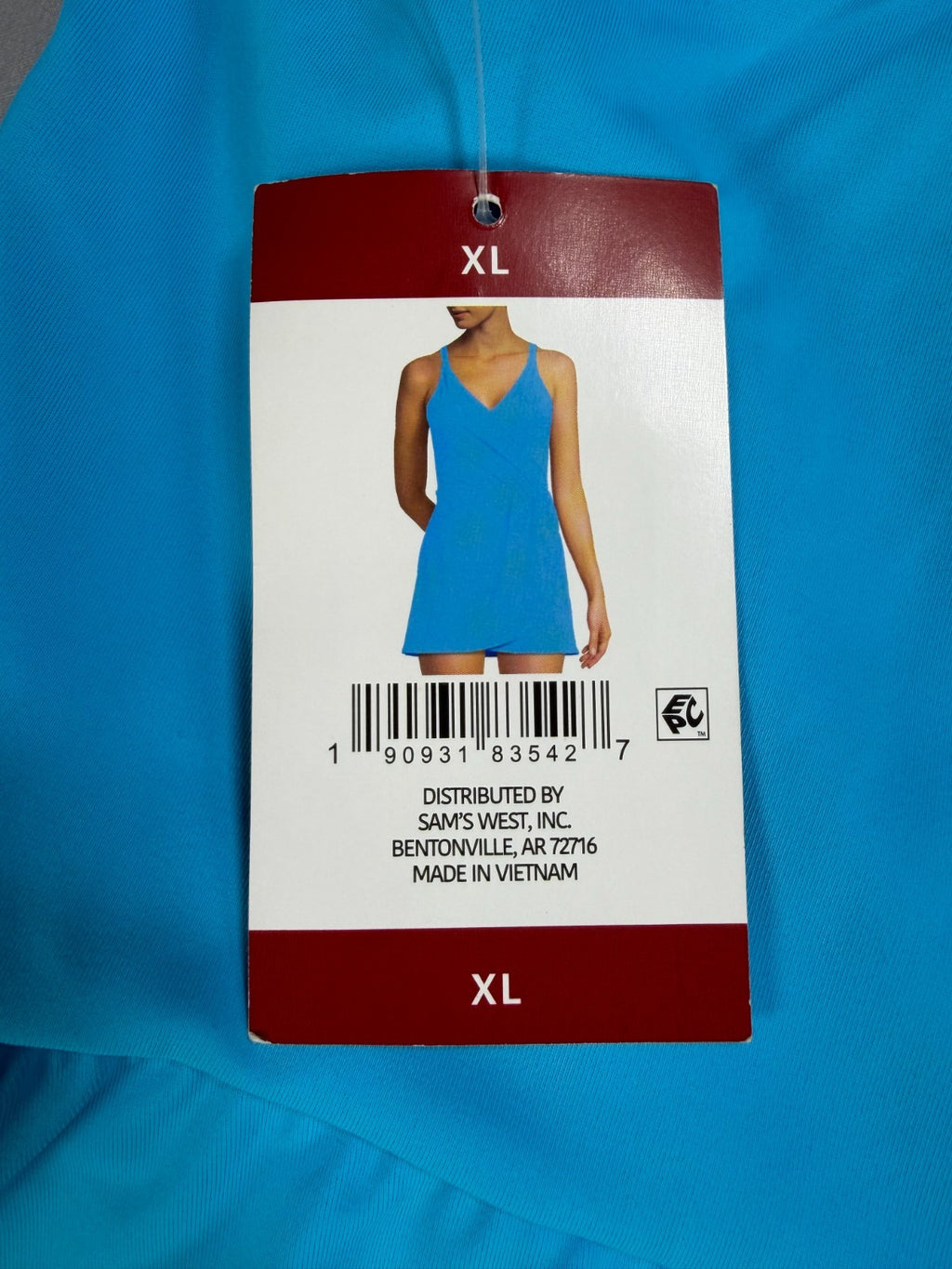 Land's End Adjustable Strap Pull On Swim Dress Women's XL Blue Sleeveless Preppy