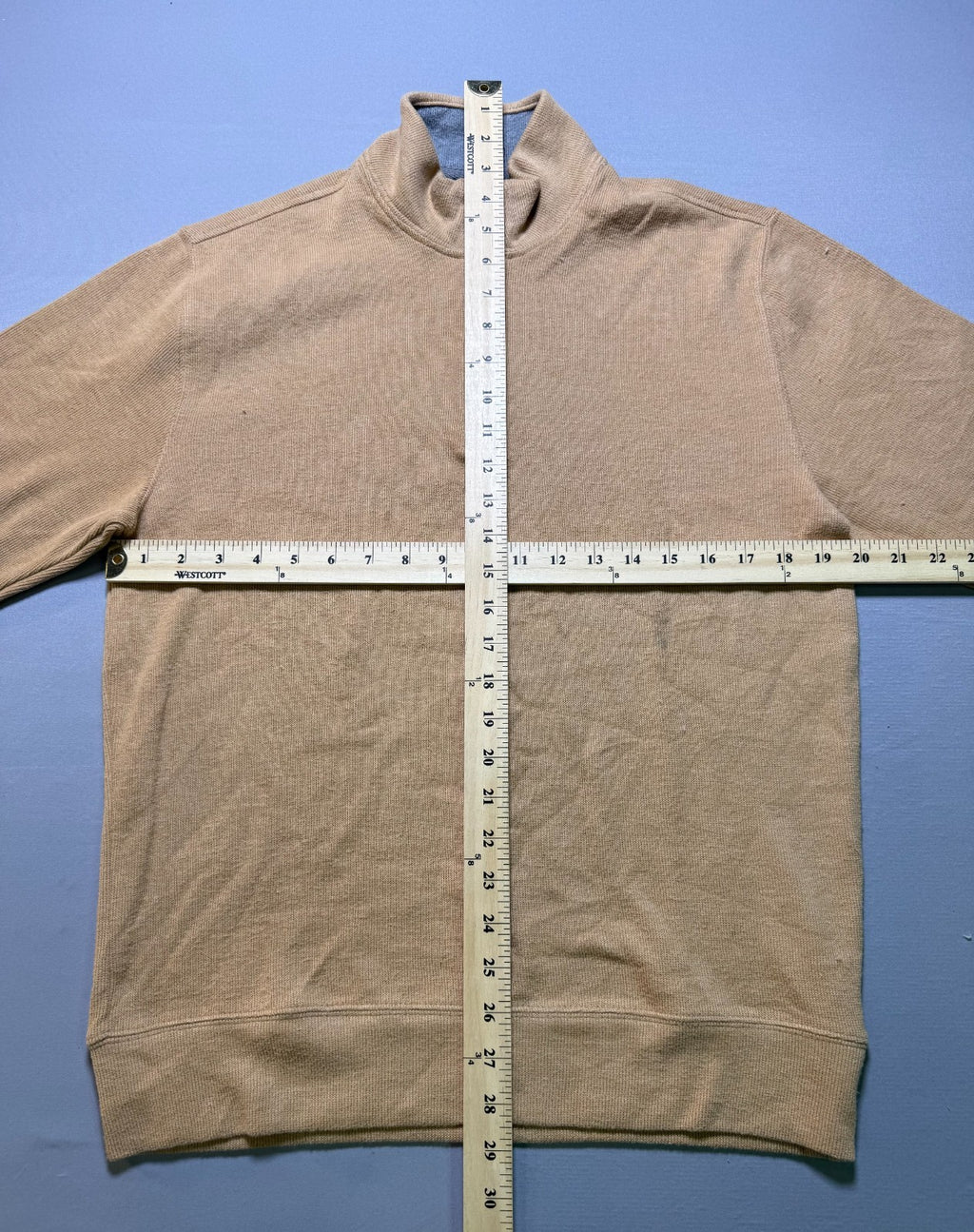 NWT Lands End 1/4 Zip Pullover Sweater Men's Small Beige Mock Neck Long Sleeve