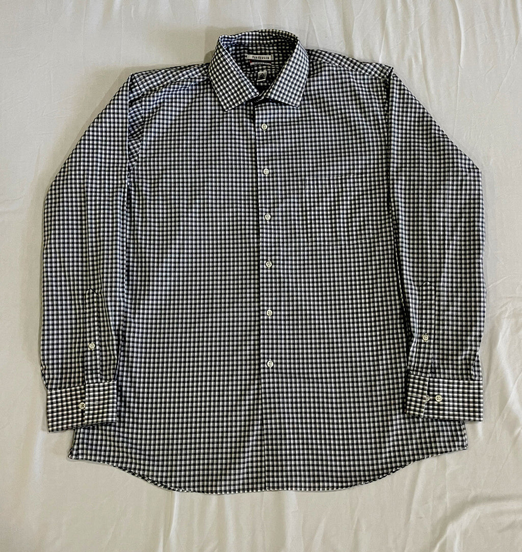 Van Heusen Classic Fit Flex Collar Size 17 34/35 Men Shirt Long Button Sleeve B1