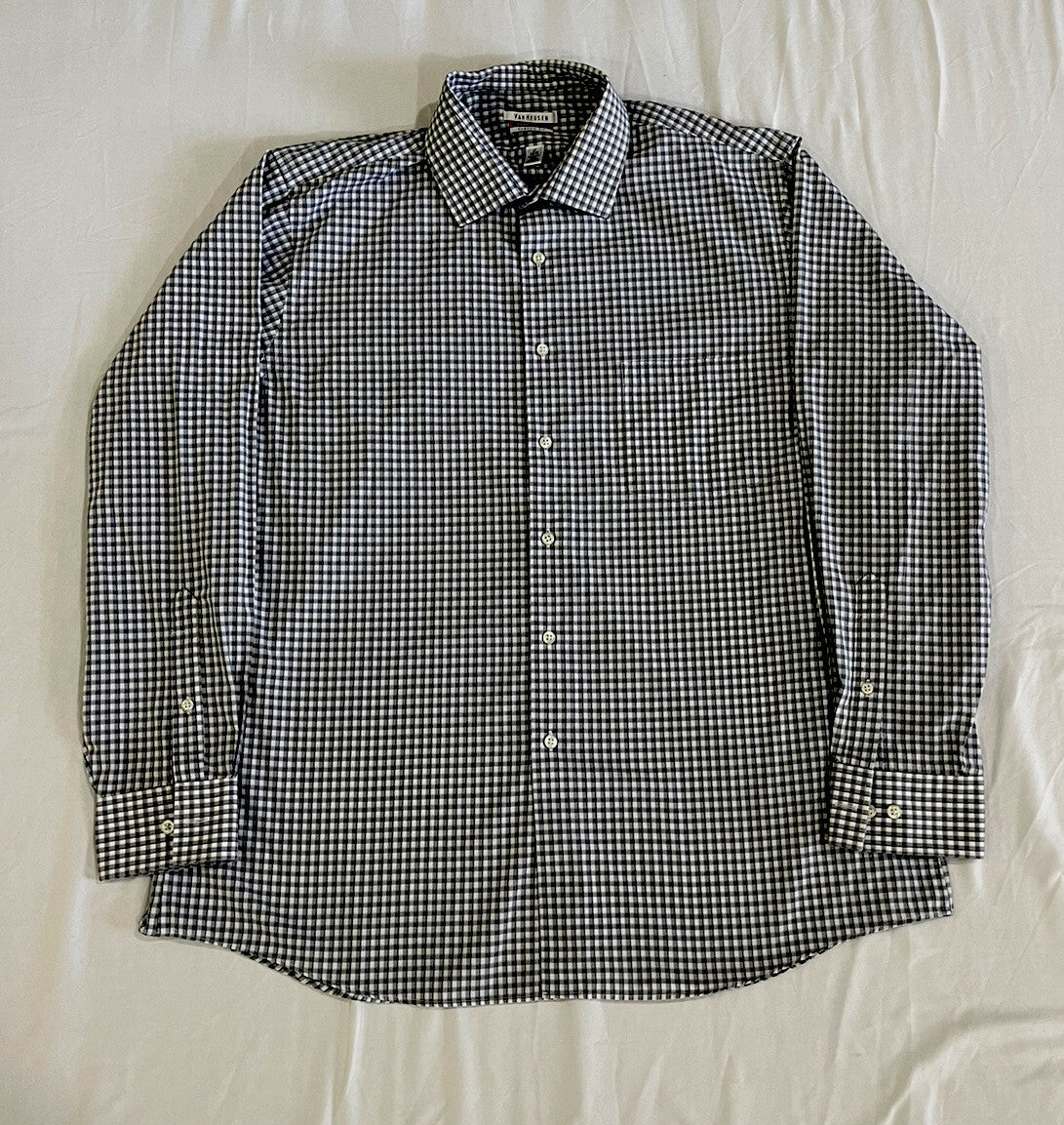 Van Heusen Classic Fit Flex Collar Size 17 34/35 Men Shirt Long Button Sleeve B1