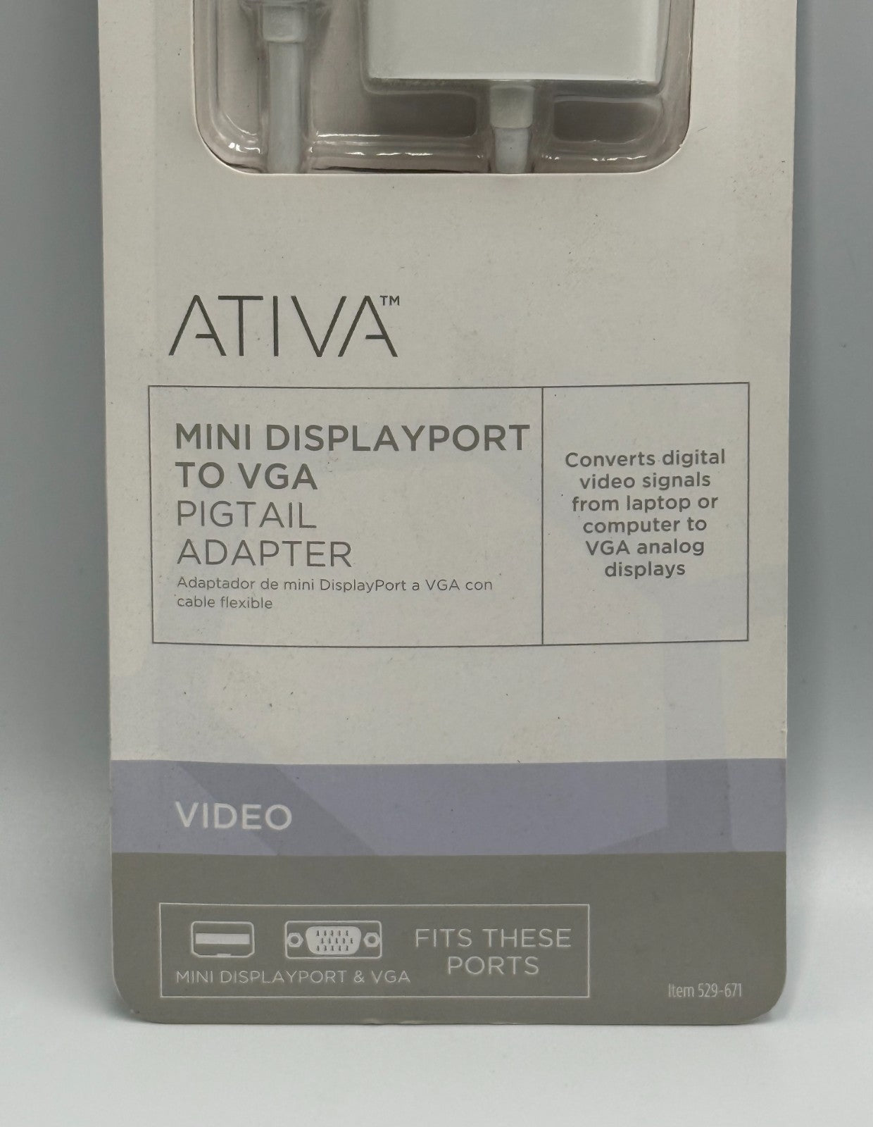 New Ativa Mini DisplayPort to VGA Adapter Mac Windows Laptop to Monitor Cable