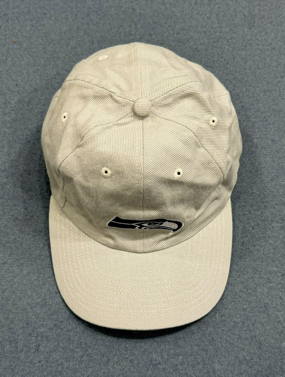 Seattle Seahawks Hat Cap Strap Back Mens NFL Football Beige Adjustable Logo