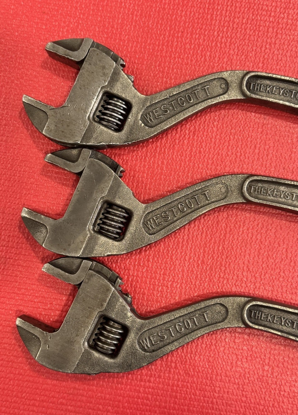 Westcott 10” No. 80 Adjustable Wrench Curved Handle Keystone MFG Buffalo 3pc Lot