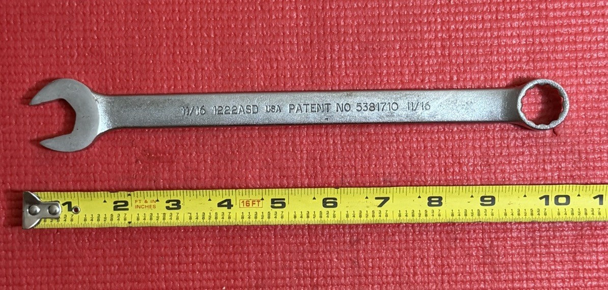 Proto Tools Anti-Slip 1222ASD 11/16" Combination Wrench 12 Point Alloy Steel USA