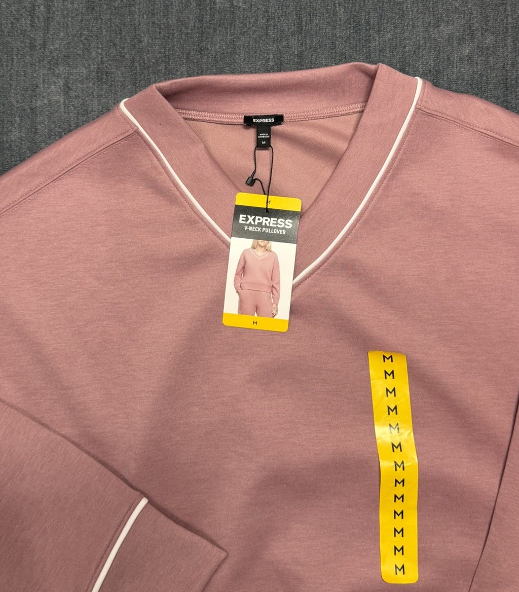 Express V Neck Pullover and Cargo Jogger Set Pink Women's Size Medium | NEW