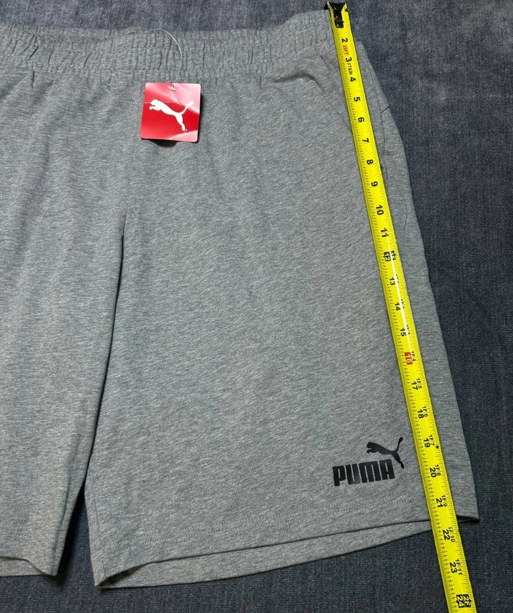 NWT Puma ESS Jersey Shorts Men's 2XL Gray Elastic Waist Drawstring Lightweight