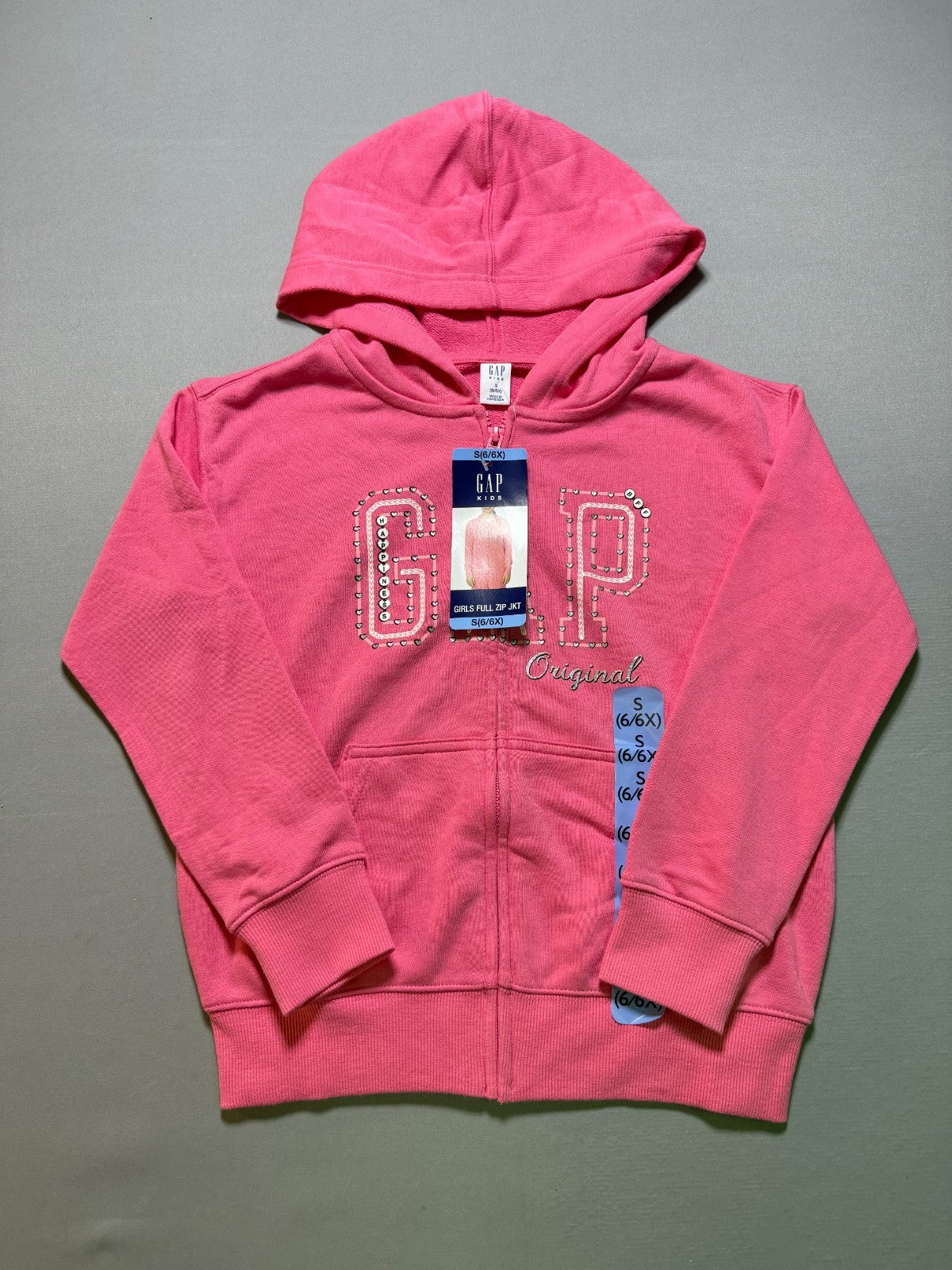Gap Friendship Bracelet Design Full Zip Hoodie Girls Small (6/6X) Pink Preppy