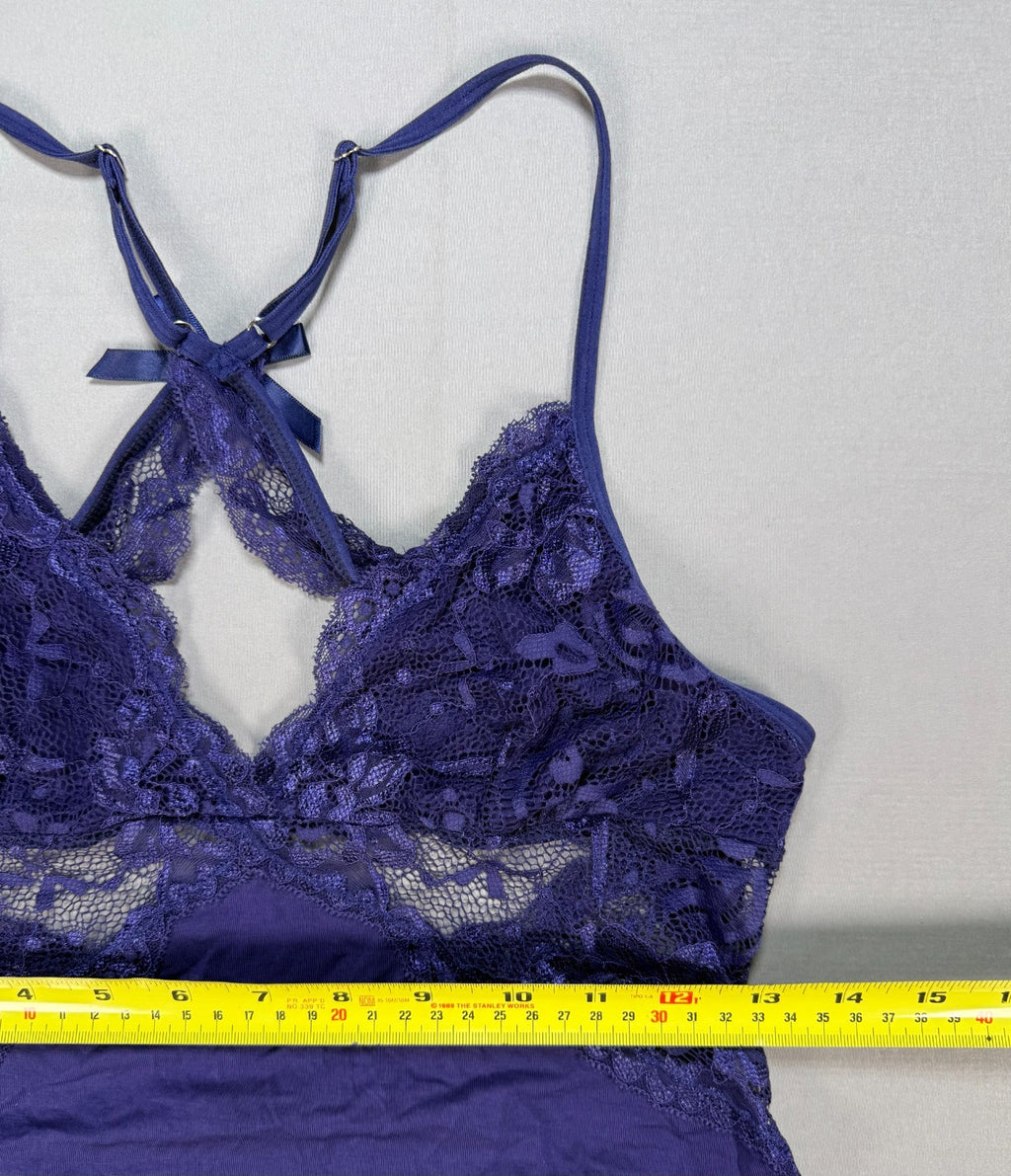 Avidlove Lace Chemise Sleepwear Lingerie Women's Small Navy Blue Valentines Day