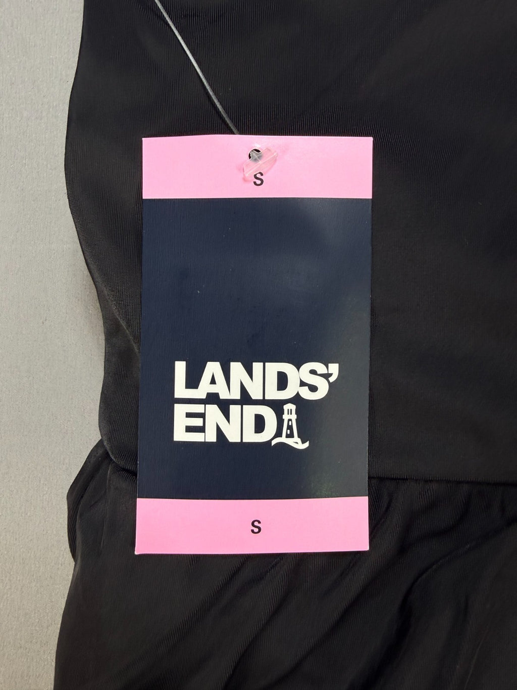 Lands' End Tulip Wrap One-Piece Swim Dress Women's Small Black Sleeveless Preppy