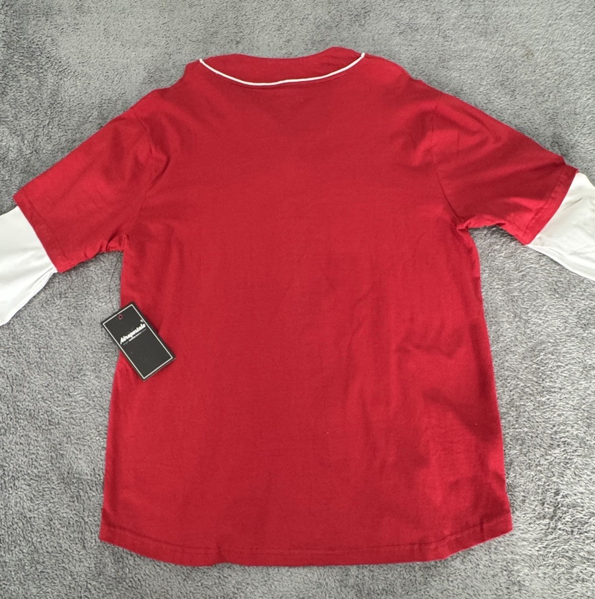 Aeropostale Button Up Baseball Sports Mens Size Large Red/ White Long Sleeve NWT