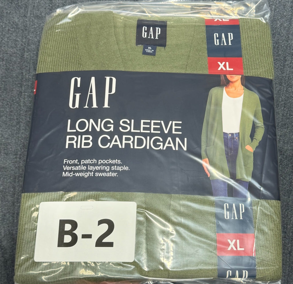 Gap Long Sleeve Rib Cardigan Sweaters Women's XL Green Patch Pockets Winter Cozy