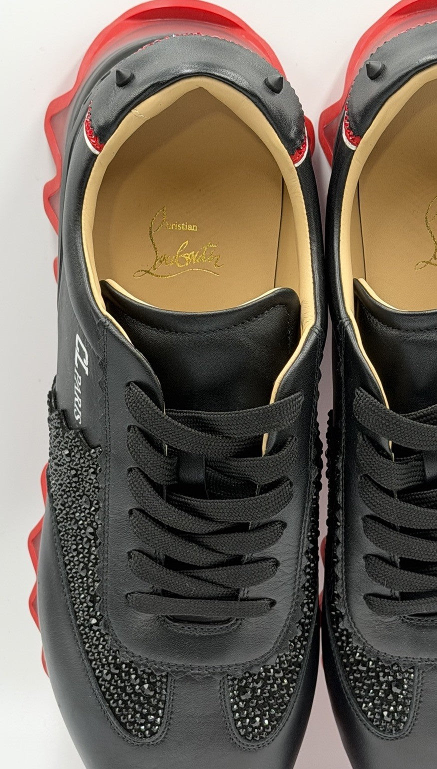 Christian Louboutin Loubishark Sneakers Leather Swarovski Crystal Size 43.5 EU