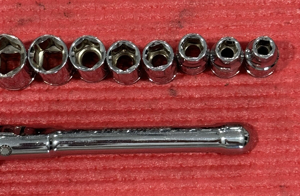 Pittsburgh Pro New 11pc Set 1/4” Drive Stubby Flex Ratchet & SAE Sockets 6pt Set