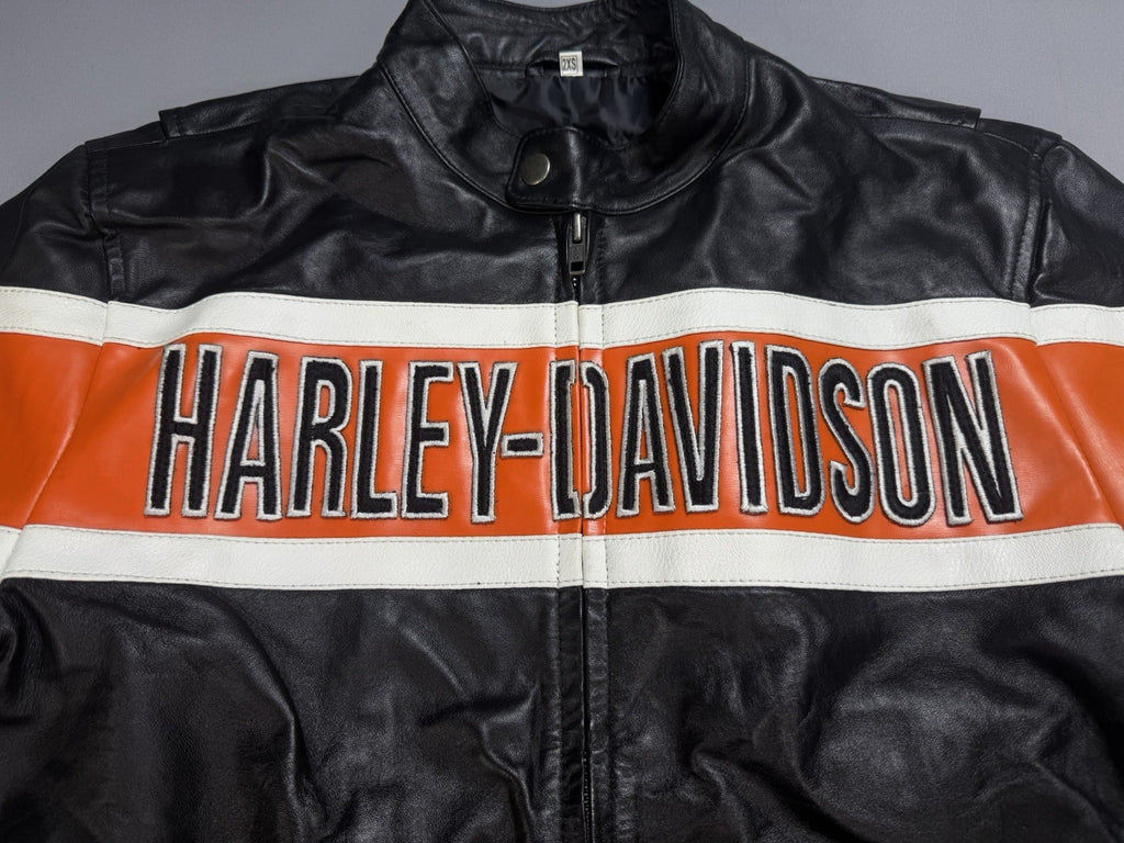 Real Leather Harley Davidson Embroidered Mens 2XS Motorcycle Biker Jacket
