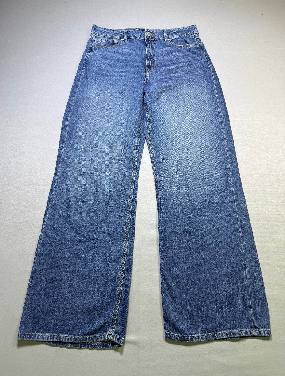 NWT Aeropostale High Rise Wide Leg Jeans Women 12 Blue Denim Medium Wash Zip Fly