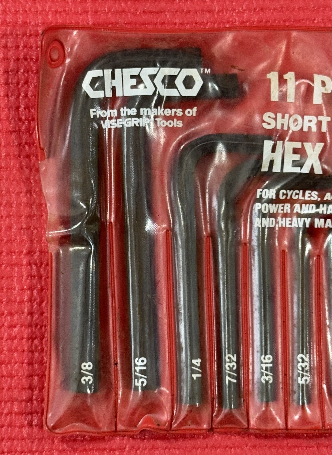 Chesco 88037 SAE 11 Pc Set Hex Key Set Short Series Made In USA