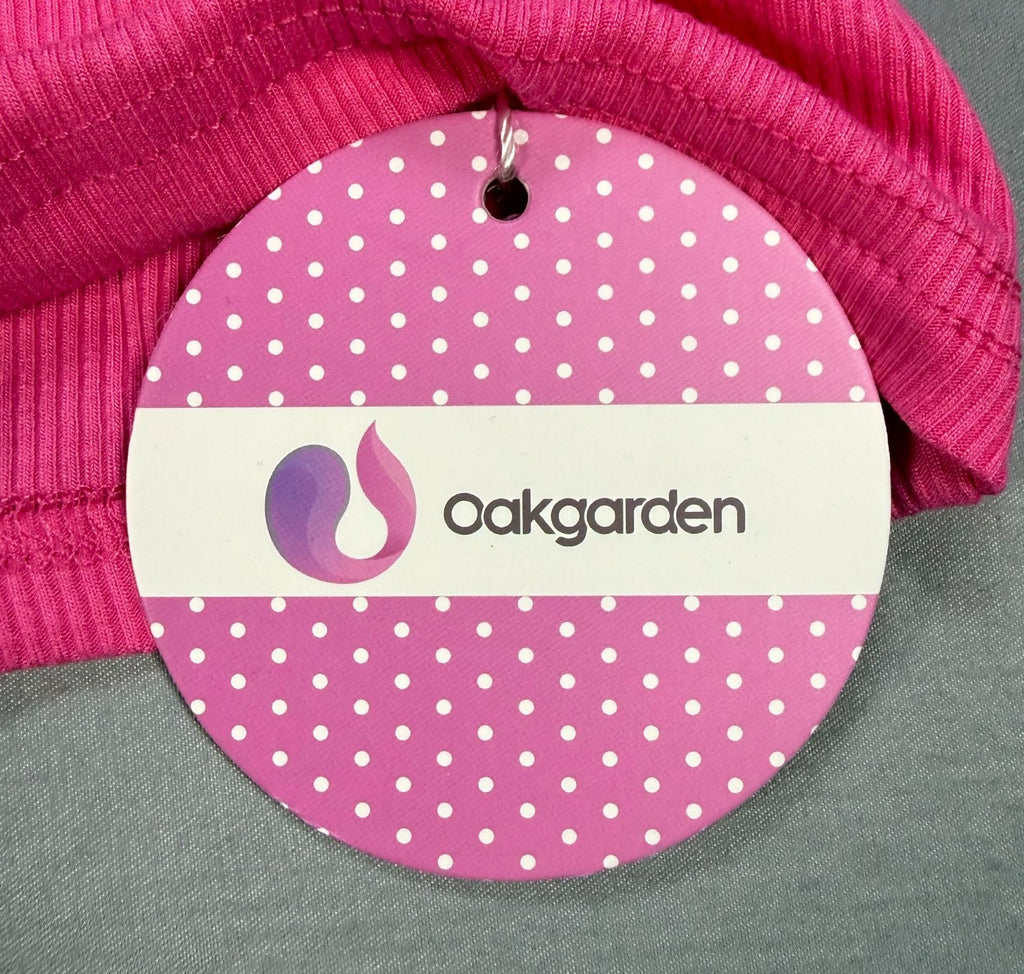 Oakgarden Ribbed Mock Turtleneck T-Shirt. Womens Medium Magenta Pink Long Sleeve