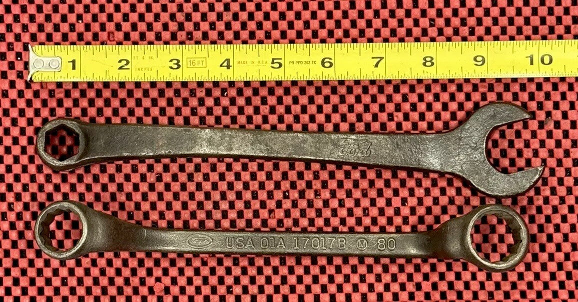 Vintage FORD 1940s 2 Pc SET Wrench 01A-17017B & T-5893 Specialty Tool OEM USA N9