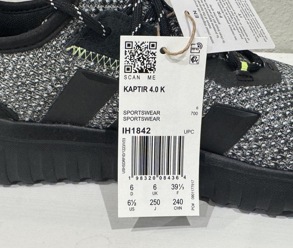 NEW Adidas Kaptir 4.0 Women’s Sneakers Size 6.5 Cloudfoam Black + Green NWB