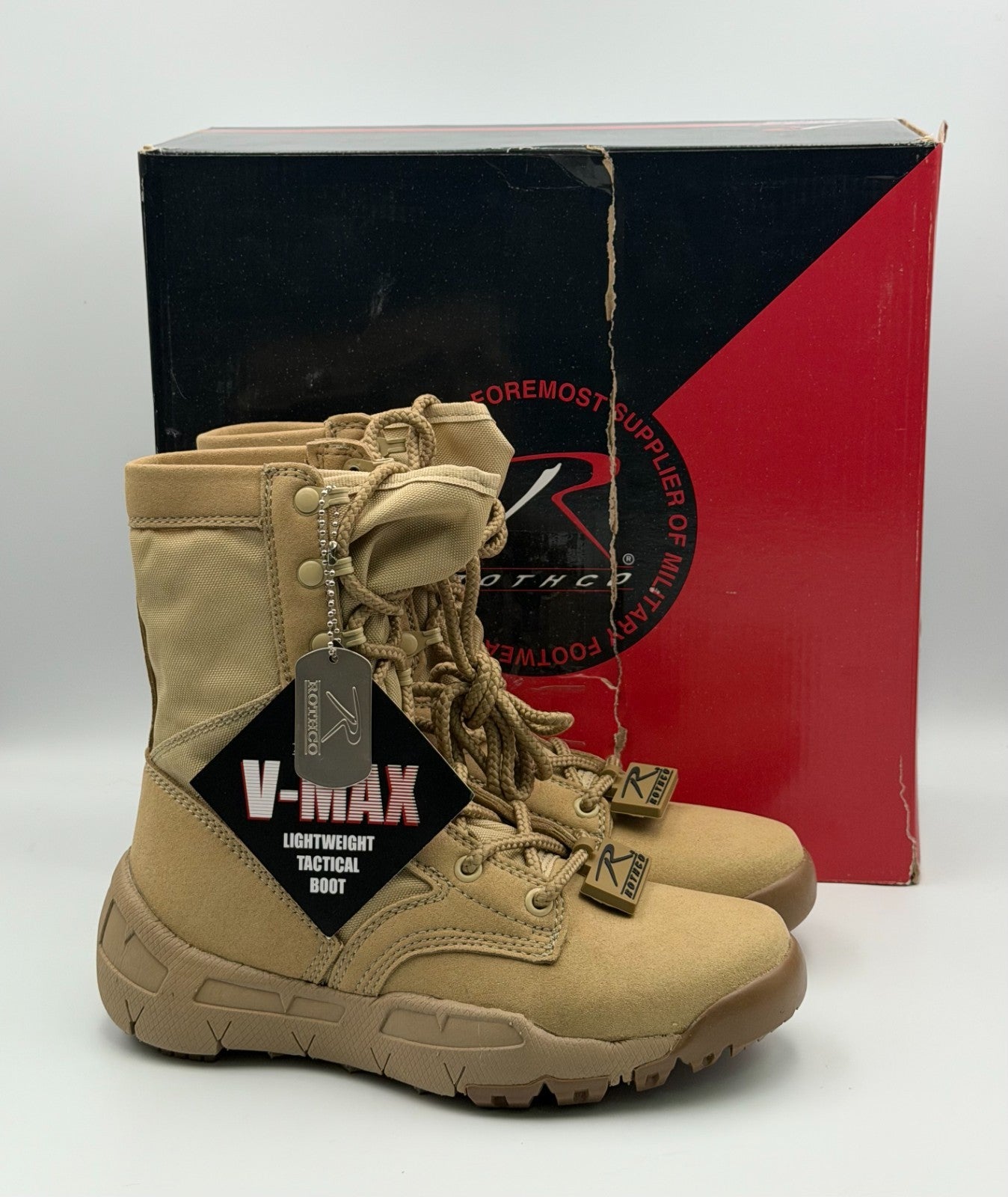 NWT Rothco V-Max Lightweight Tactical Boot Men's 5R Coyote Brown Lace Up Hiking